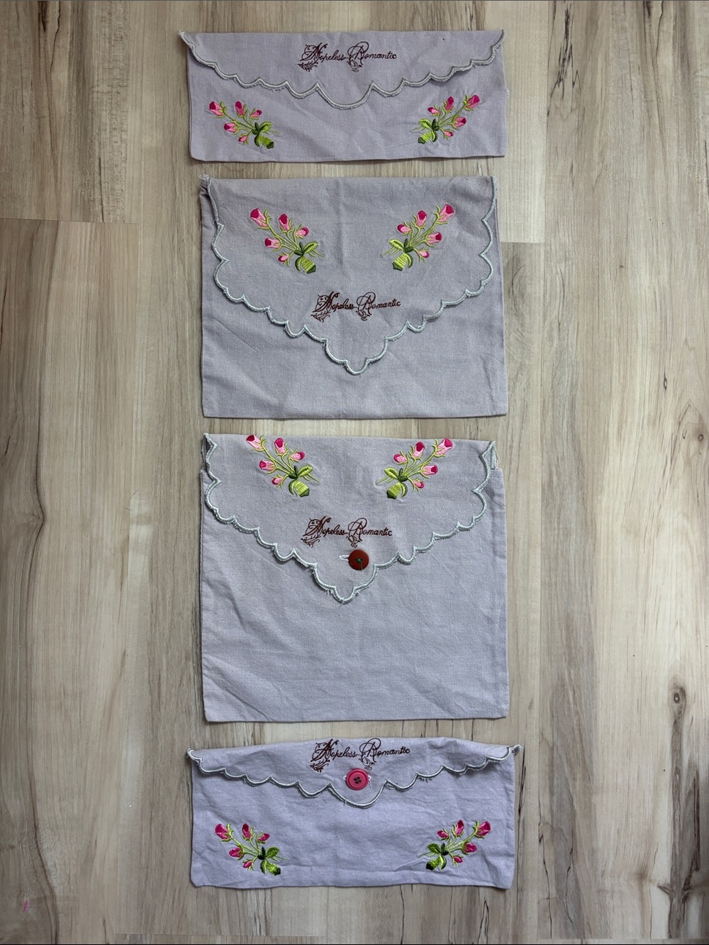 VTG Hopeless Romantic Embroidered Travel Pouch & Lingerie Bag Set 4pc